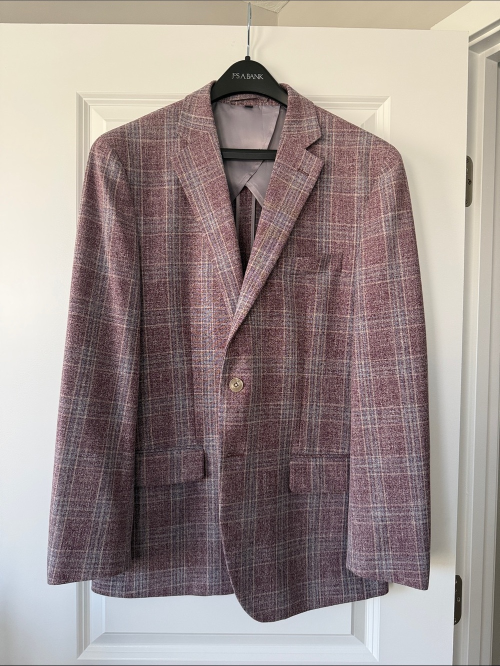 Jos. A. Bank Mauve Plaid Sport Coat 42R Slim Fit